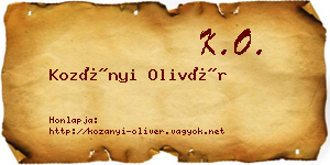 Kozányi Olivér névjegykártya